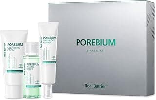 Real Barrier Porebium Starter Kit, Travel-Friendly Korean Skincare Set,Facial Moisturizer, Cleanser Exfoliator for Sensitive Skin, Sebum Oil Control with Ceramide,Impurities Dead Skin Cells Solution