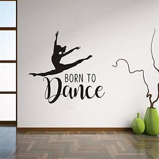 Dance Wall Sticker Art Removable Girl Dancing Born to Dance Quotes Wall Decor Sticker Girl Bedroom Dance Room Wall Mural Poster 23x20in image
