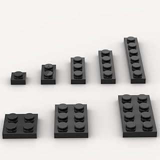 Classic Building Plate Assortment Pack, 100Pcs Black Bulk Plates with 8 Size Building Plate Base Plate, Compatible with Lego Parts and Pieces, Building Bricks, for Most Brands(Color:Black) image