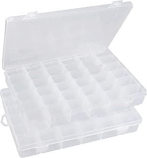 Beoccudo Tackle Box Fishing 3600 Tackle Box Organizer 2 Pack Clear Tacklebox Bead Organizer Box Plastic Organizer Tackle Storage Boxes with Dividers image