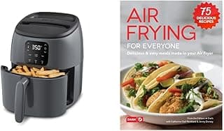 DASH Tasti-Crisp™ Digital Air Fryer, 2.6 Quart - Cool Grey & Air Fryer Recipe Book for Healthier + Delicious Meals, Snacks & Desserts, Over 70+ Easy to Follow Guides, Cookbook image