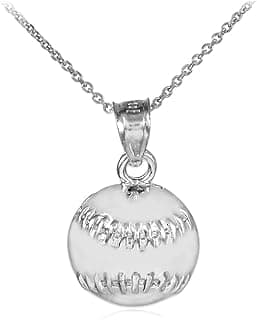 Baseball/Softball Sterling Silver Sports Charm Pendant Necklace image