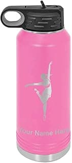 LaserGram Personalized Water Bottle, Dancing Girl, Stainless Steel Double Wall Vacuum Insulated with Flip Top Straw, Custom Engraved Gift (32oz / 950ml Pink) image