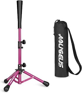 Baseball Tee Batting Tee Softball Tee Portable Travel Hitting Tee,Easy Adjustable Height,Stable Tripod Stand (Baseball Tee, Purple)