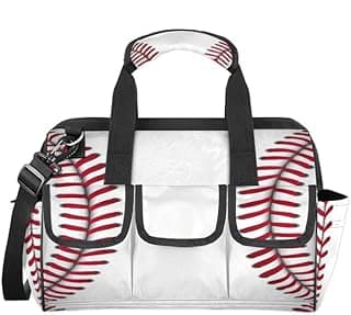 Baseball Theme Tool Bag for Men and Women Waterproof Wide Mouth Tool Tote Multi Pockets Small Storage Organizer for Carpenter, Electrician, Builder