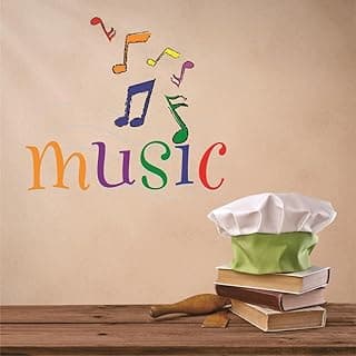 music Wall Decal notes notes colorful instruments Sticker for Home Living Room Bedroom musical notation, visual record imagined musical sound Removeable Cute Wall Decoration - Size: 24 in x 30 in image