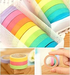 Sale !! 10 Colorful Mini Washi Tape Set, Rainbow Washi Tape (4A-1) image