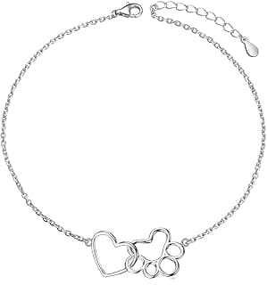 Paw Print Bracelet 925 Sterling Silver Pet Dog Cat Paw Layered Bracelet Pet Jewelry Gifts for Women Girls image