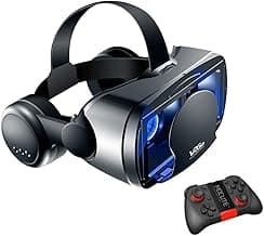 Virtual Reality Headset with Controller Adjustable 3D VR Glasses Virtual Reality Headset HD Blu-ray Eye Protected Support 5~7 Inch for Phone/Android (A50) image