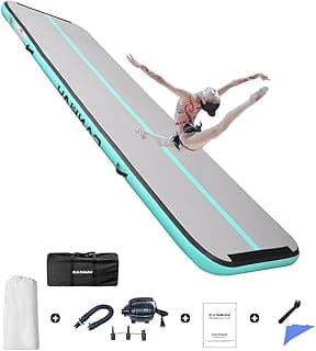 CANWAY Air Tumble Track Inflatable Gymnastics Mat, 10ft/13ft/16ft/20ft Gymnastics Training Mat with Electric Air Pump for Home/Outdoor/Gym/Cheerleading/Yoga