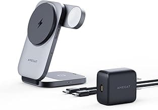3 in 1 Charging Station, MagFusion Z Foldable Qi2 Certified 15W Wireless Charger Stand Compatible with MagSafe for iPhone 16/15/14/13/12, Apple Watch, AirPods (30W PD Charger Included)