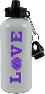 Engraved Cases Love Volleyball Sports Team Aluminum White Finish 20 Ounce 600ML Sport Water Bottle Gift (Purple) image
