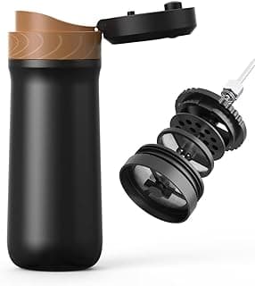 BENFUCHEN Portable French Press Coffee Maker Car-Go Vacuum Insulated Bottle, Travel French Coffee Maker With Unique Filter Stainless Steel Tea/Coffee Mug For Camping, 320ML