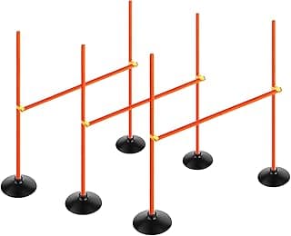 Orange Adjustable Height Agility Hurdle Set Multi-Function Soccer Trainning Pole Set Coaching Sticks with Rubber Base image