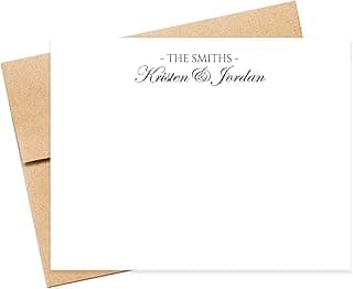 Traditional Script Personalized Stationary, Elegant Calligraphy Personalized Couple Stationery Notecard with Envelopes Stationery Set image