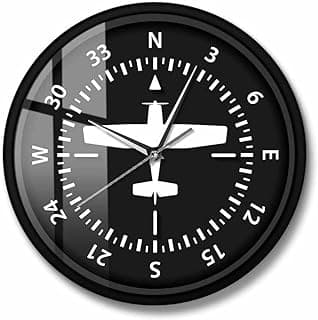 Aviation Aircraft Compass Turns Pilots Round Wall Clock Flight Instrument Home Décor Airplane Themed Clock Silemt Movement Wall Watch-Metal_Frame_with_Acrylic_Glass image