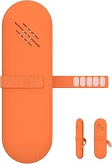 Travel Makeup Brush Holder,Make Up Organizer Bag Case,Cosmetic pouch,Toiletry Organizer,Silicon Small Makeup Brush Purse-(Orange) image