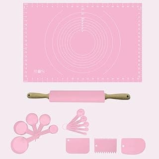 Baking Set Includes Silicone Pastry Baking Mat with Measurements, Silicone Pin, Measuring Cups & Spoons, Dough Scrapers image