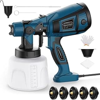 Electric Paint Sprayer Gun - Spray Paint Gun with 5 Nozzles & 3 Patterns,1400ml Large Container & Cleaning Tools - 1000W HVLP Paint Sprayer for House Painting, Furniture, Door, Garden Chairs. image