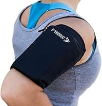 E Tronic Edge Phone Holder for Running, Cell Phone Arm Bands with Reflective Logo, Phone Strap Armband Fits iPhone and Android, Use for Running, Walking, Hiking and Biking, Black, Medium image