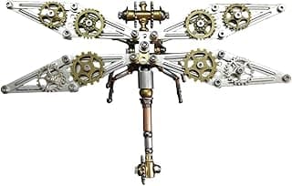 3D Metal Puzzle for Adults, DIY Assembly Metal 3D Puzzle Mechanical Dragonfly Model Kit, 200 Pieces 3D Steampunk Metal Jigsaw Puzzle for Adults image
