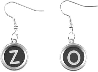 Vintage Typewriter Key Earrings Chosse Letter Name Initials Miniblings Black K +? image