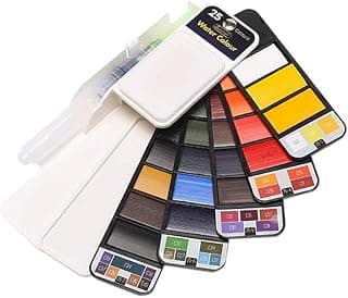 Watercolor Paint Set, 25 Colors Assorted Palette, Include 1pc Watering Brush Pen, Portable Watercolor Pigment for Beginner Drawing