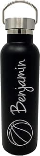 Custom Personalized Basketball Stainless Steel Insulated 24 Ounce Sport Water Bottle with Top image