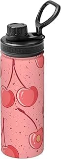 Pink Cherry Seamless Pattern Water Bottle 18OZ Stainless Steel Insulated Water Bottles Leak Proof Thermos Sports Water Bottle image