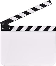 30 * 24cm/ 12 * 9in Acrylic Film Clapboard Movie Directors Clapper Board Slate Cut Action Scene Blank Clap Board Dry Erase with White & Black Sticks image