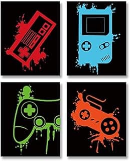 XUOIAYNB Video Game Art Print-Colorful Gaming Themed Canvas Wall Art (12"x16"x4 pieces, Unframed) -Perfect for Kids Boy Bedroom Decoration image