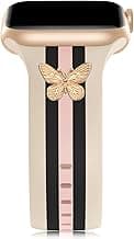 Designer Band with Charms Decor Compatible with Apple Watch Band 38mm 40mm 41mm 42mm 44mm 45mm 46mm 49mm Women Men, Stylish Silicone Sport Wristbands for iWatch Series 10 9 8 7 6 5 4 3 2 1 SE Ultra image