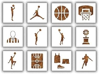 Basketball Stencil - 12 Pack - Reusable Color, Draw, Paint Basketball Sports Stencil Art image