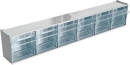 Horizontal Plastic Drawer Organizer & Storage System Cabinet with 6 Tilt Out Bins Practibox, 24-Inch x 4-Inch x 4.5-Inch, Gray, 2-Pack image