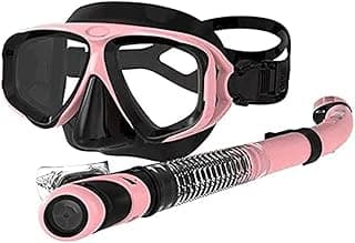 Adult Mask and Snorkel Set Snorkeling Gear Goggles and Snorkel Set Dry Snorkel Mask Scuba Diving Swimming Pool Training Equipment with Carrying Bag for Youth Men Womens image