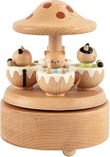 Cat Rotating Music Box Kitten in Teacup Music Box Cat's Amusement Park Cat's Park Music Boxmushroom Music Box image