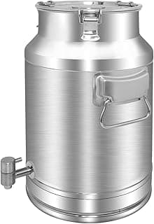 304 Stainless Steel 20 Liter Milk Can, Milk Bucket Wine Pail Bucket with Spigot 5.25 Gallon Milk Can Tote Jug with Sealed Lid Heavy Duty for Milk and Wine image