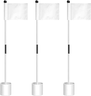 Hungdao 3 Set Golf Flagsticks Flags with Cups Practice Putting Green Flag Golf Pole Pin Flagpole Hole Cup Nylon Flags Portable Mini Flag Sticks 2 Section for Yard Putting Green Course(Classic) image