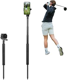 Golf Monopod Selfie Stick with Ground Spike Stake, Golf Swing Analyzer Phone Stand for Training Aid, Golf Phone Holder Selfie Stick for Recording Swings
