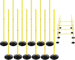 TNZMART Training Agility Poles Set Adjustable Soccer Training Poles Detachable Slalom Poles with Rubber Base