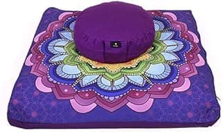 Cudegui Meditation Cushion Set, Zafu and Zabuton, Meditation kit with eco firendly Filling, Hand Crafts and Materials (Rainbow) image