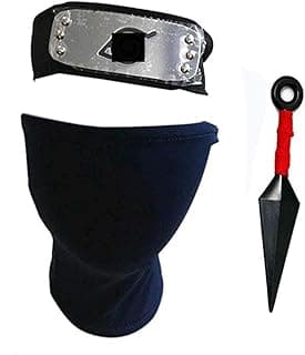 Anime Ninja Set,Including Ninja Headband, blue mask,Kunai.Cosplay Ninja Leaf Village Akatsuki Yahiko image