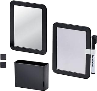 LockerMate 6-Piece Locker Organizer Kit, Includes Mirror, Whiteboard, Storage Cup & Dry Erase Marker, Black image
