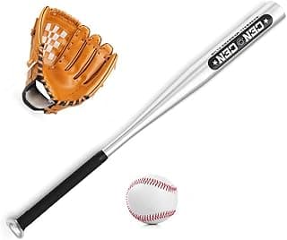 Baseball Balls Set Baseball Bat+Baseball+Baseball Gloves 25in Aluminum Alloy Baseball Bat 10.5in PVC Baseball Glove Baseball Kit for Youth Kids image