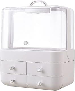 Makeup Organizer Cosmetic Storage Boxes Portable Display Case with 4 Drawers Skin Care Organizers Great for Bathroom Countertop Bedroom Dresser (Color : Gold) (Silver) image