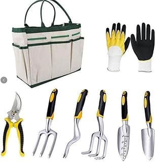 8-Piece Aluminum Alloy Garden Tool Set with Tote Bag and Gardening Gloves image