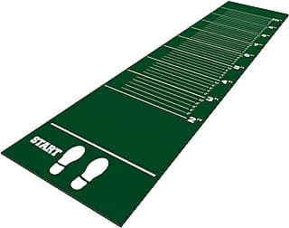 Woanger 12 x 2.5 Ft Long Jump Mat Green Sports Broad Jump Measurement Mat Hash Marks Carpeted Non Slip for Gym School Home Flooring Exercise Workout Training image