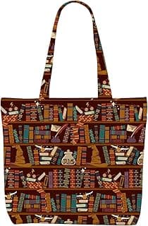 Decohim Book Lovers Gifts Cute Cat Gifts Stuff Canvas Tote Bag with Pocket for Women Birthday Christmas Cat Lover Gifts