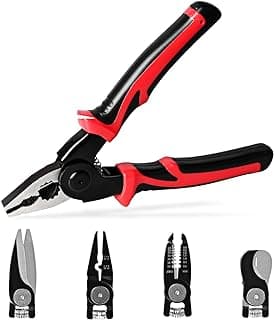 5 IN 1 Multifunctional Plier Set with 5 Interchangeable Tool Heads - Wire Stripper, Crimping Plier, Cable Cutter, Electrician Scissors, Linesman Plier - 8 Inch Pliers Kit with Storage Case image