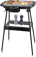 Upgrade Version-YANDEA Electric Grill 1700W Outdoor Indoor Cooking,Smokeless BBQ,Portable Removeable Stand Grill,Temperature Controal&Non Stick cooking for Family Party,Camping image